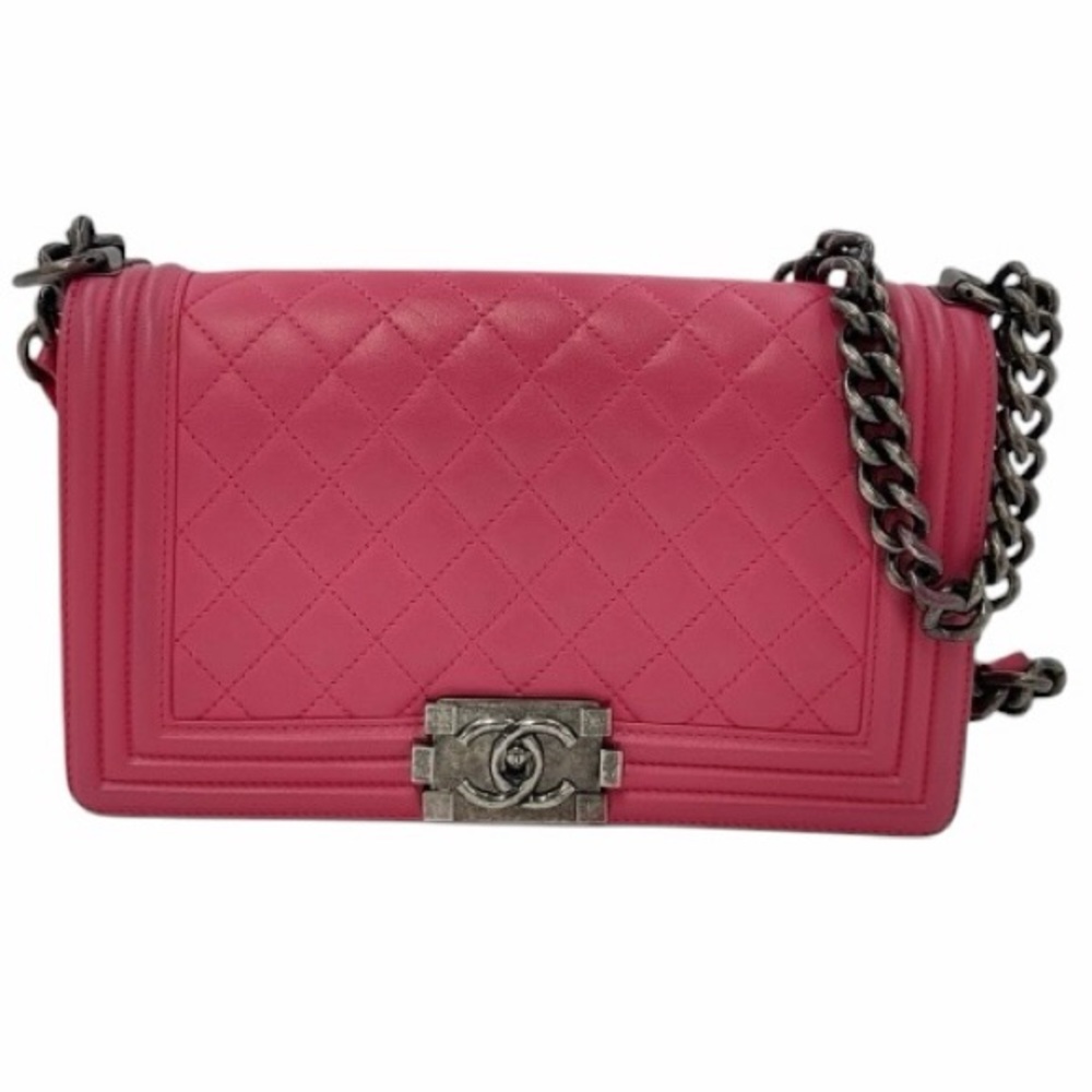 CHANEL Hot Pink Quilted Boy Flap Crossbody Bag